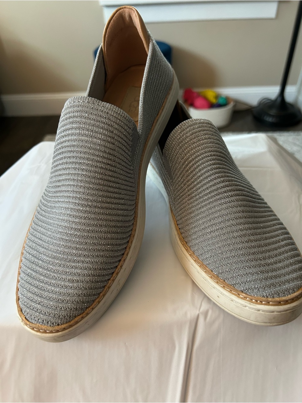 Slip-On Woman’s Casual Knit Sneakers in Light Gray